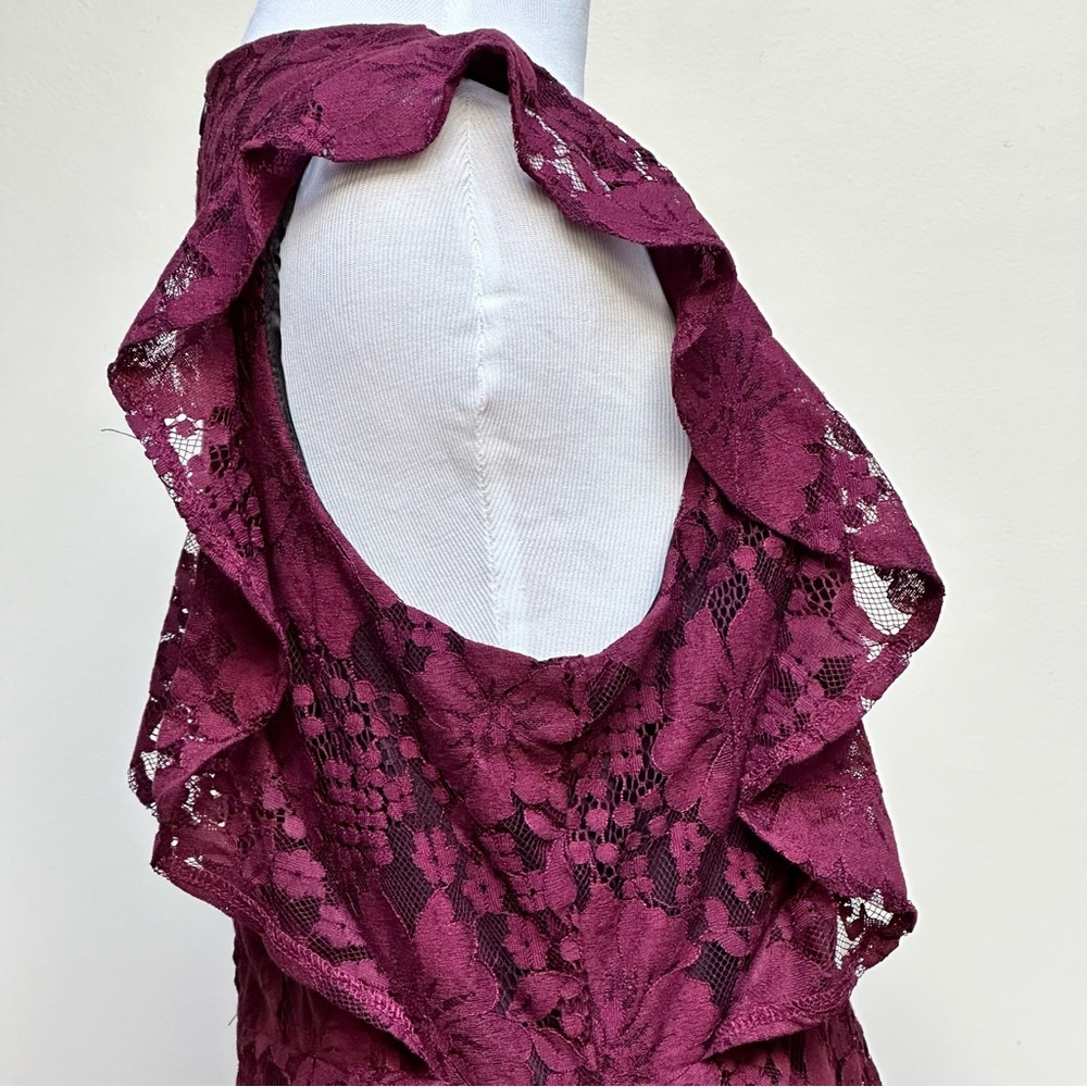 Lulu's Burgundy Lace Tiered Maxi Dress - Picture 6 of 14